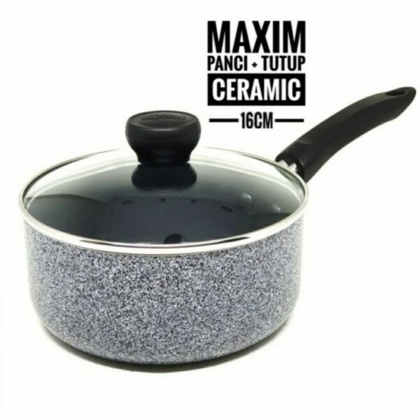 Maxim Neostone Saucepan 16 Cm Panci Ceramic Marble + Tutup kaca